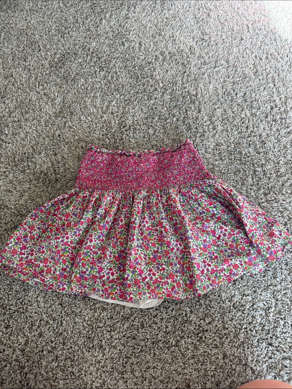 DO+BE Pink Floral Smocked Circle Skirt